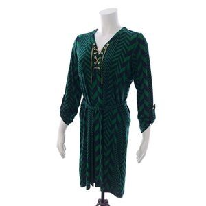 Michael Kors Green Black Womens Belted Dress Size Small
